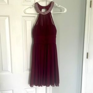 Maroon halter top formal dress